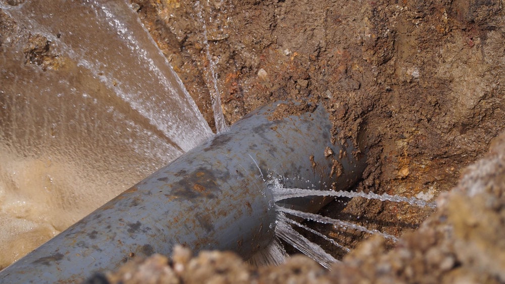 Water Coming Out Of A Burst Pipe