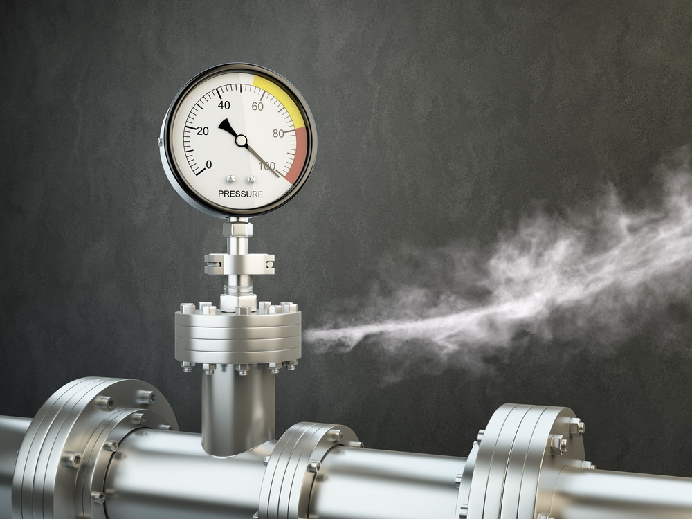 Steam Leaking from A Pressure Gauge